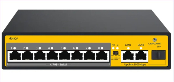Lapcare_LPSA1829PUNF_2G_POE_Switch_With_8*100Mbps_POE_Port_+_2*1000Mbps_Uplinked+1*1000Mbps